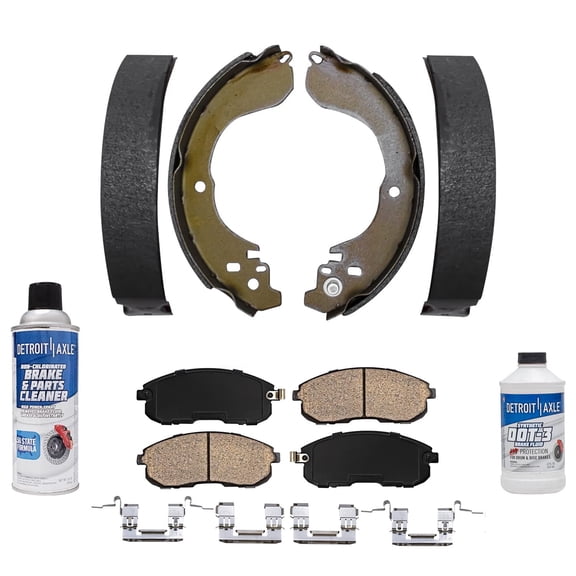 Detroit Axle - Brake Kit for 07-12 Sentra Versa, 09-14 Nissan Cube, Front Ceramic Brake Pads Rear Semi-metallic Brake Shoes 2009 2010 2011 2012