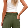 thumbnail image 4 of Nhthy Women's Summer Linen Loose Pants Straight Leg Trousers Button Elastic Waist Pockets Army Green M, 4 of 7