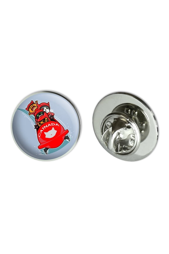 Cat Bobsleigh Bobsled Team Winter Sport Canada Metal 0.75" Lapel Hat Pin Tie Tack Pinback