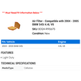 thumbnail image 2 of Air Filter - Compatible with 2004 - 2005 BMW 545i 4.4L V8, 2 of 2