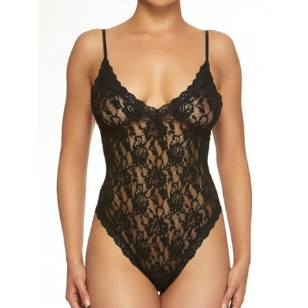 Hanky Panky Sig Lace Thong-Back Bodysuit  Black  Small