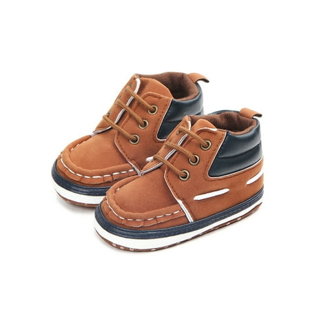 - Funcee Handmade Soft Bottom Keep Warm Lace-Up Baby Shoes First Walkers Autumn Spring Frosted Texture