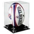 thumbnail image 1 of Deluxe Clear Acrylic Rugby Ball Display Case with Silver Risers (A060-SR), 1 of 1