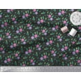 thumbnail image 1 of Soimoi polyester Crepe Fabric Leaves & Periwinkle Floral Printed Fabric 1 Yard 52 Inch Wide, 1 of 3
