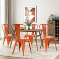 thumbnail image 2 of CL.HPAHKL Dining Chairs Set of 4, Metal Kitchen Chairs 330LBS Weight Capacity, Stackable Indoor Outdoor Chairs for Kitchen Dining Room Café Restaurant Bistro Patio Bar Chairs, Orange, 2 of 7