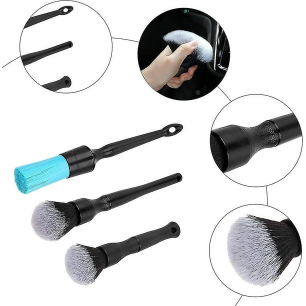 Car Detailing Brush Set, 3-Pack Car Cleaning Brush Set, Car Cleaning Brushes, Soft, Car Detailing Brushes for Car