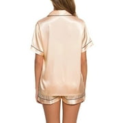 UTTOASFAY Women Silk Satin Pajamas Set Sleepwear Loungewear Button-Down
