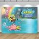 thumbnail image 5 of Fondo de fiesta de Bob Esponja con nombre y edad de bebé personalizado, decoración para cumpleaños de niño, accesorios de fotografía de Patricio y Estrella, pancarta, 5 of 5