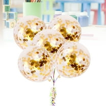 HEMOTON 5-Pack 12 Inch Golden Confetti Latex Balloons for Party Decoration, Easy to Inflate