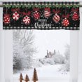 thumbnail image 2 of Merry Christmas Ornament Short Topper Kitchen Curtain Valance 54x18, Xmas Ball Holly Berry Window Treatment Rod Pocket, Winter Holiday Plaid Home Farmhouse Living Room Bedroom Bathroom Decor, 2 of 8