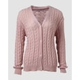 thumbnail image 6 of CHICME Cardigan Sweaters for Women Sparkle Rhinestone Cable Knit V-Neck Long Sleeve Button Down Lightweight Fall Sweater Pink-L, 6 of 9