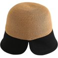 thumbnail image 2 of CoCopeaunts Straw Bucket Hat for Women Big Brim Two-Colors Ponytail Sun Cap for Sun Protection Beach Female Travel Basin Hat, 2 of 8