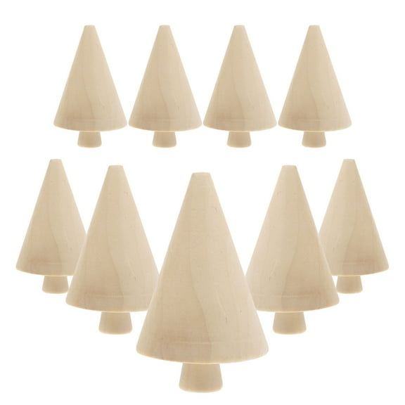WHAMVOX 10 Pcs Craft Painted Wooden Tree Tree-shaped Ornaments Mother 7x4.2cm