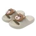 thumbnail image 3 of Kids Slippers Unisex Kids Solid Cartoon Bear Print Soft Sole Indoor Outdoor Beach Slides Slippers for Toddler Girls Boys Coffee 4 Years-4.5 Years, 3 of 7