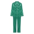 thumbnail image 6 of Gewsdrf Silk Pajamas,Womens Pajama Sets,Womens Silk Like Pajamas Long Sleeve Set Two Sleepwear Button Down Nightwear Loungewear Sets,Satin Pajama Set,Pj Sets,Summer Pajamas,Green,XXL, 6 of 6