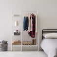 thumbnail image 3 of IRIS USA Standing Garment Metal Clothing Rack Bottom Shelf White 1 Pack, 3 of 6