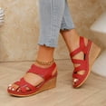 thumbnail image 4 of Women's Comfortable Platform Wedges Sandals Low Wedge Sandals Ankle Strap Heel Sandal Summer Wedding Walking Shoes Red Women Sandal, 4 of 9