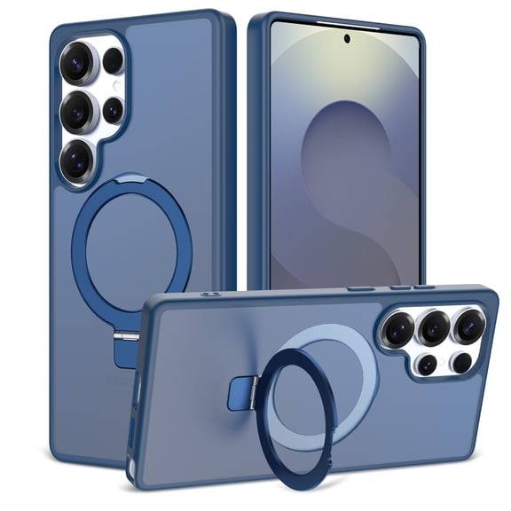 ELEHOLD Magnetic Case for Samsung Galaxy S26 Ultra, Durable Shockproof Protective Cover with Ring Stand, Compatible MagSafe Accessories,Blue