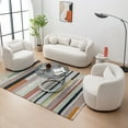 thumbnail image 3 of KINWELL  34" Wide Boucle Fabric Upholstered Swivel Armchair (Set of 2) Beige, 3 of 4