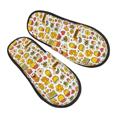 

Ocsxa Mens Womens Cozy Memory Foam Scuff Slippers Slip On Warm House Shoes Indoor/Outdoor Bees And Honey 1 Designs-Large