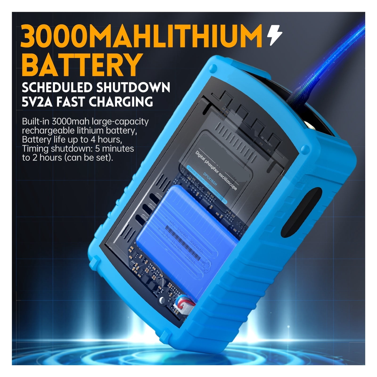 DPOX180H Handheld Dual Channel Digital Oscilloscope 180MHz-3DB 2 In 1 Function Signal Generator Fluorescence Display ,Professional Designed