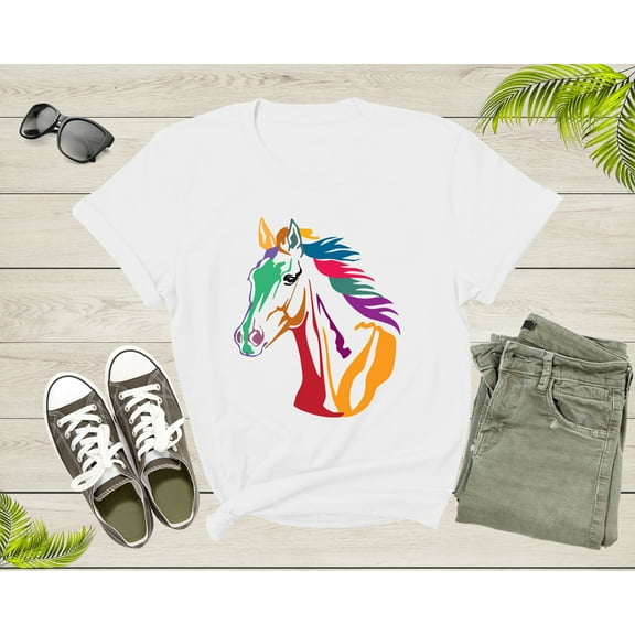 Cool Horse Pony Lover Gift Shirt For Men Women Kids Girls Boys Aesthetic Horse Lover Gift Ideas Tshirt Graphic Horse Head Silhouette T-shirt