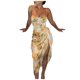 thumbnail image 1 of Vestido HUOGUO, a la moda casual, sexy, estampado con volantes irregulares, 1 of 4