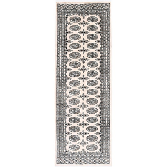 Hand Knotted Tribal Bokhara Wool Rug - 2'6'' x 8'0''