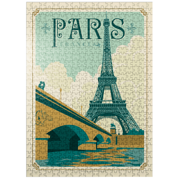 MyPuzzle - France: Paris, Vintage Poster - Premium 500 Piece Jigsaw Puzzle for Adults