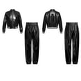 thumbnail image 2 of iiniim Boys Girls Hip Hop Modern Dance Outfit Shiny Metallic Long Sleeve Jacket and Pants Set Tracksuit Black 6, 2 of 6