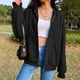 thumbnail image 1 of Chaqueta Sudadera básica para mujer, corte holgado, con capucha, estilo informal, con cremallera, ropa de calle, traje Cgtredaw Xl Negro para Mujer, 1 of 7