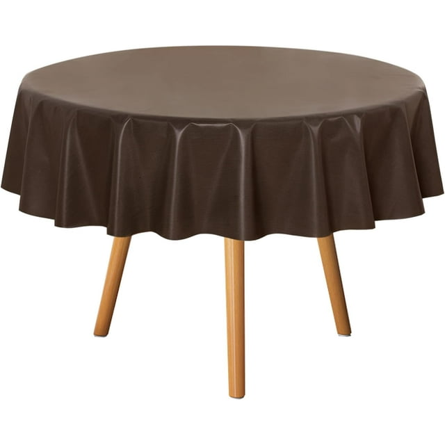 Clear Plastic Round Tablecloth Vinyl PVC Table Cloth Protector Oil Spill Proof Wipe Clean Table Cover for Dining Tables Parties Camping Crystal Clear