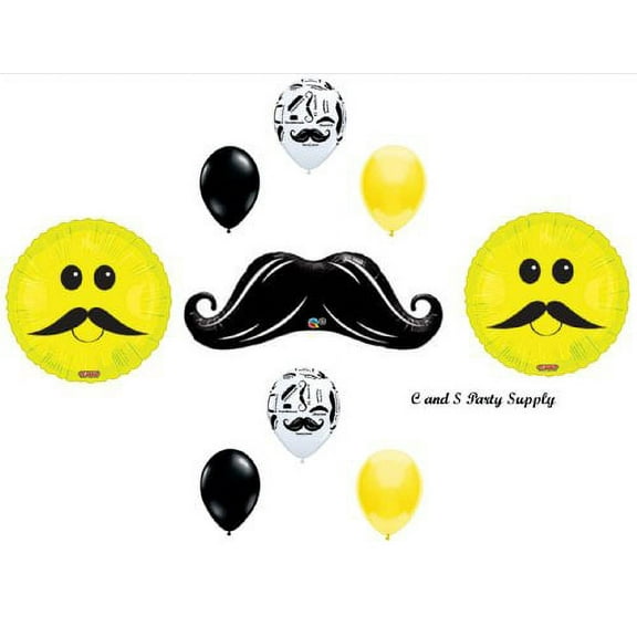 MUSTACHE STYLES SMILE FACE BIRTHDAY PARTY Balloons Decorations Supplies Lil Man Shower