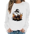 thumbnail image 5 of Inverlee Womens Halloween Sweatshirts Funny Pumpkin Ghost Print T-shirt Stretch Round Neck Sweatshirt Long Sleeve Dressy Casual Pullover Tops Halloween Party Supplies, 5 of 6