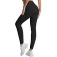 thumbnail image 5 of TWZH Women Solid Color Rib-Knit High Waist Stretchy Workout Yoga Legging, 5 of 7