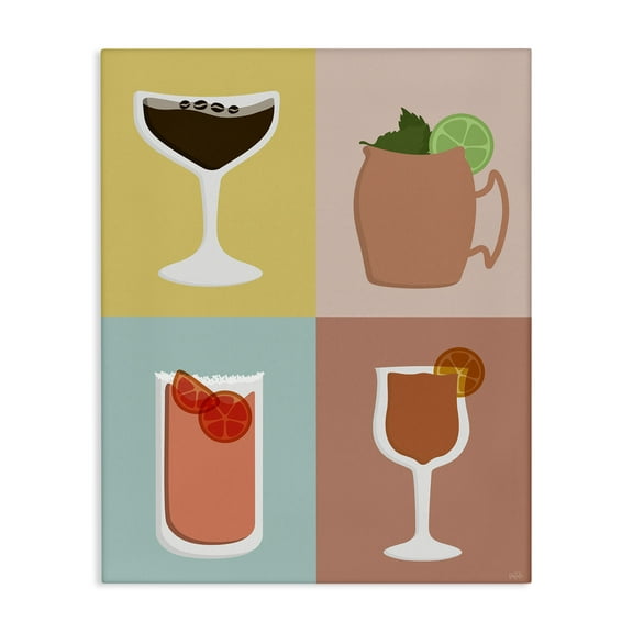 Stupell Industries Mixed Cocktail Drinks Food & Beverage Painting Wrapped Canvas Art Print Wall Art, 16 x 20