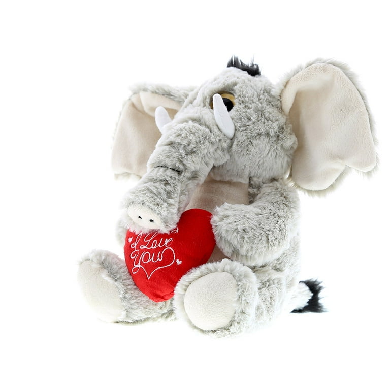Dollibu I Love You Heart Plush Sparkling Big Eye Elephant Stuffed Animal -  6 inches 