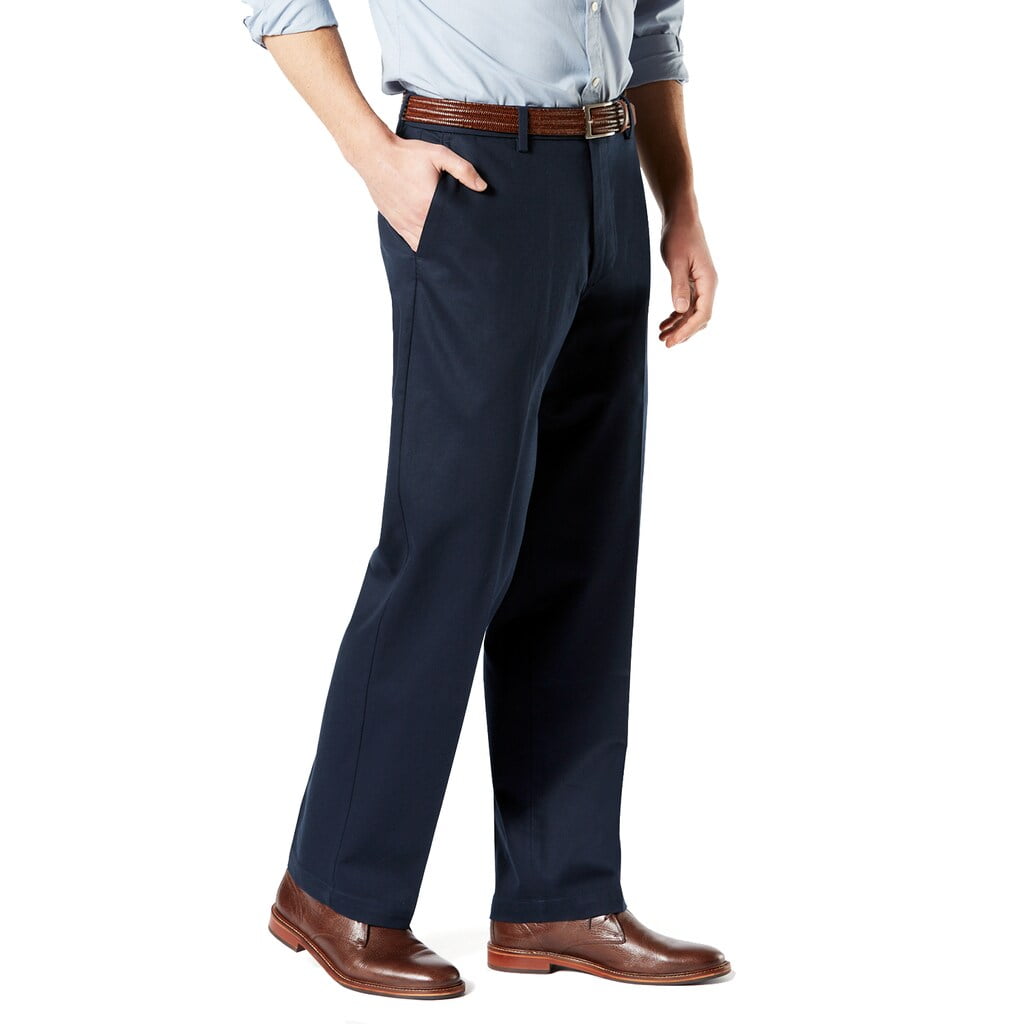 Dockers Men's Relaxed Fit Comfort Khaki Pants - Pleated, Black Metal, 34W x 30L price in UAE | Amazon UAE