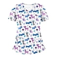 thumbnail image 3 of Funicet Plus Size Tops For Women Women Scrubs Top Women's Working Uniform Nursing Uniform With Two Pockets Short Sleeve V-neck Cartoon Printed Blouse, 3 of 4