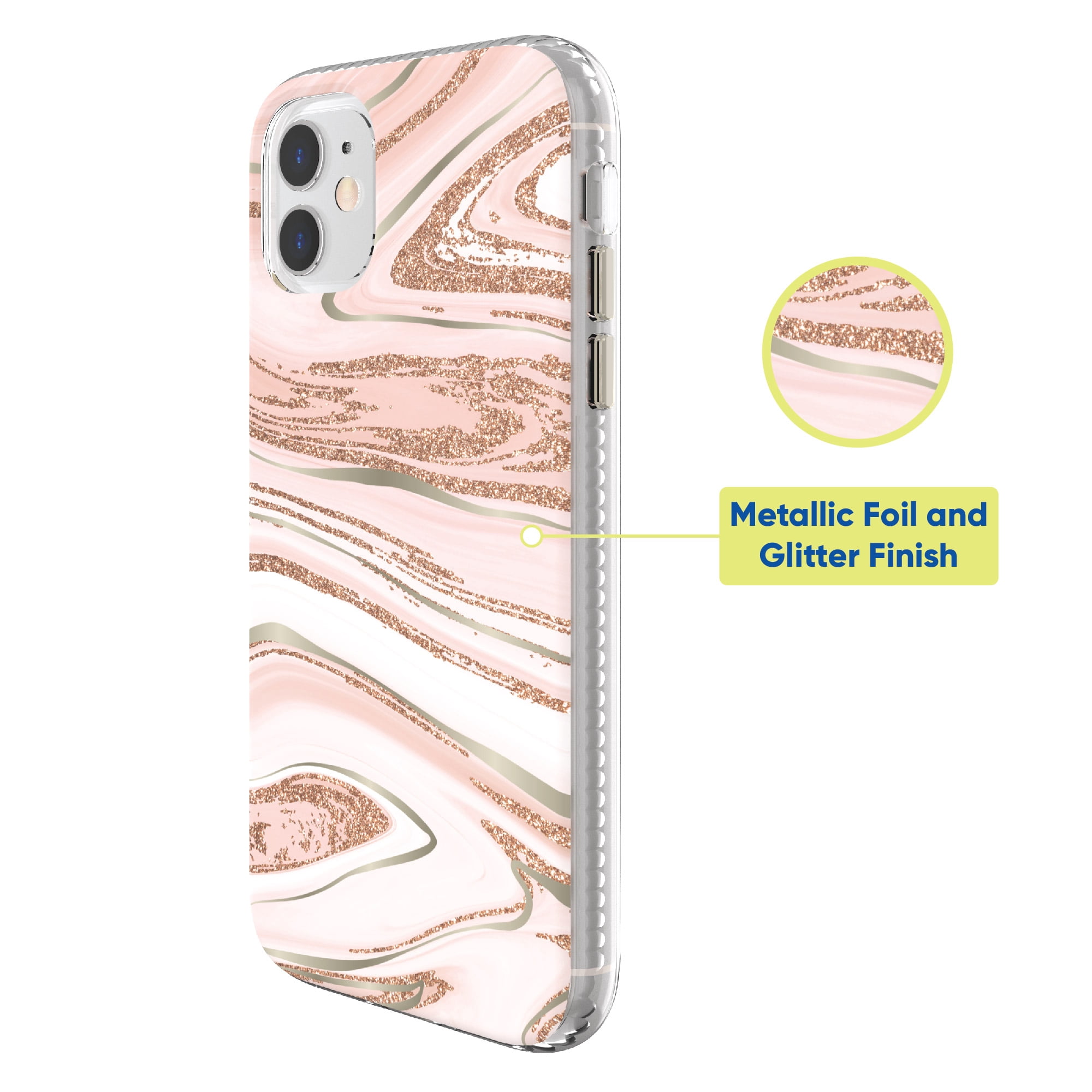 onn. Phone Case for iPhone 11 / iPhone XR - Pink Gold Marble