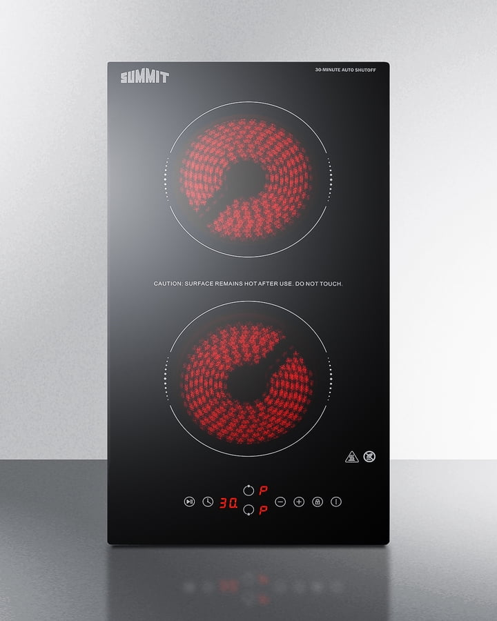 12" Wide 115V 2-Burner Radiant Cooktop With Safety Shutoff