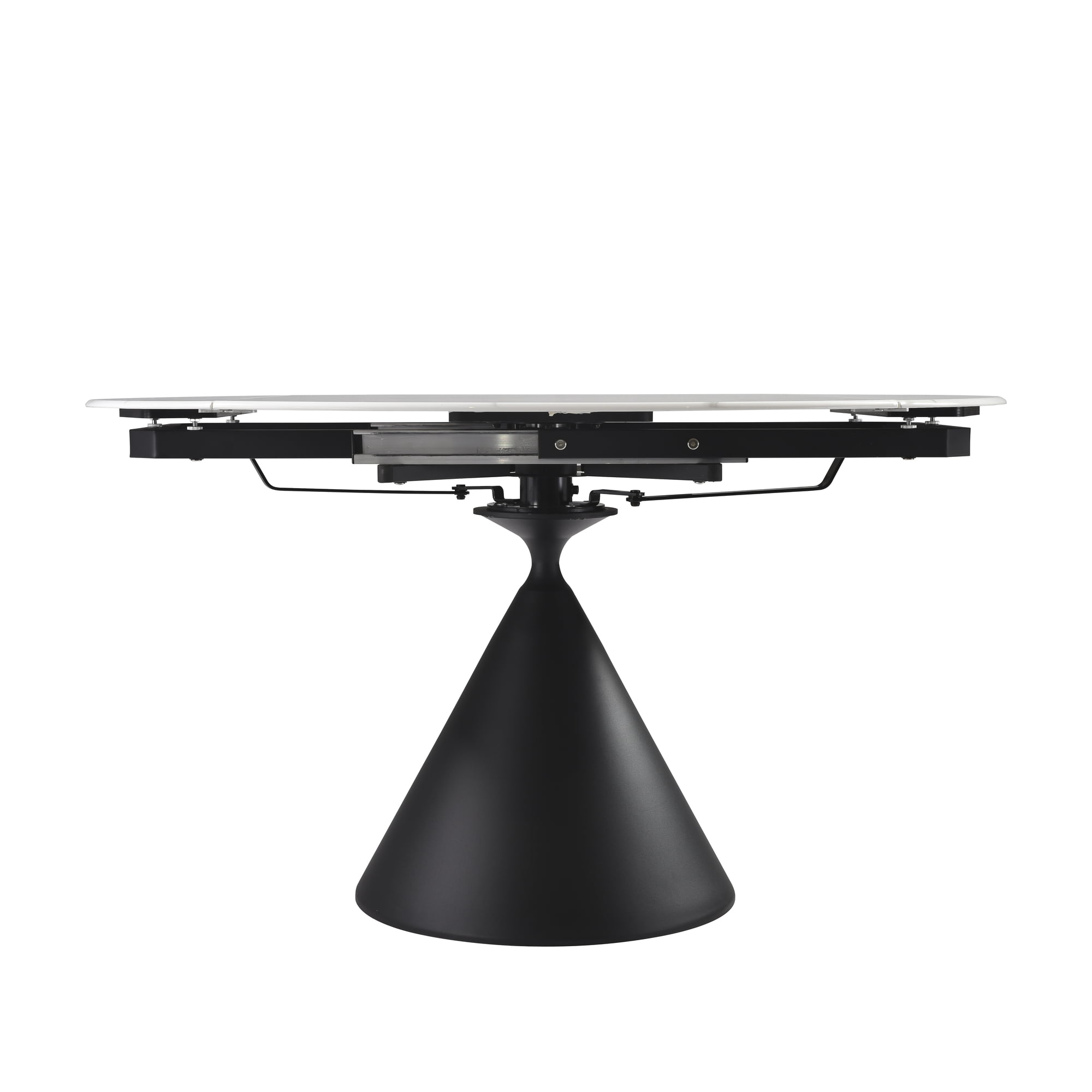 Abel Modern Extendable Round Dining Table with White Sintered Stone Table Top - Seats up to 4