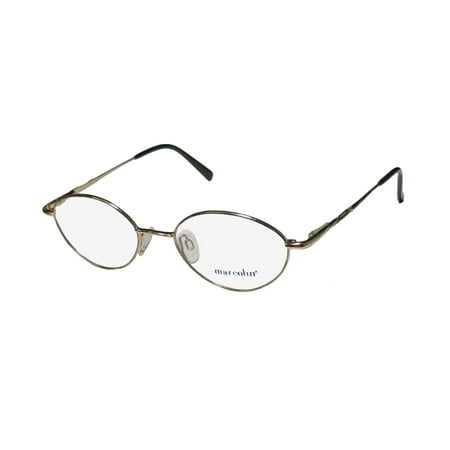 New Marcolin 2044 Mens/Womens Designer Full-Rim Titanium Gold / Green Titanium Genuine Made In Japan Frame Demo Lenses 52-19-135 Eyeglasses/Spectacles