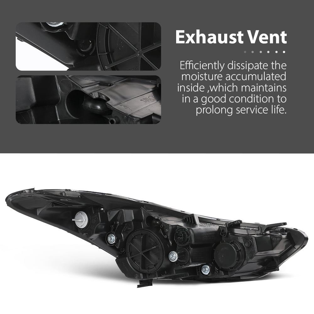 CROSSDESIGN Halogen Headlight Assembly Headlamp Fit for 2011-2013 Hyundai Elantra