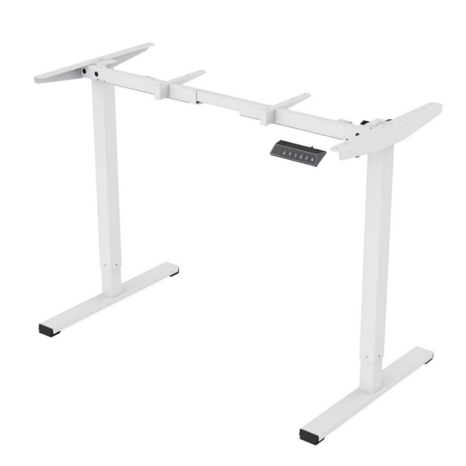 47" Electric Standing Desk, Height Adjustable Sit Stand Desk with One-Piece Desktop, Home Office Computer Workstation, White Frame & White Top