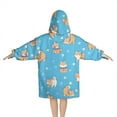 thumbnail image 2 of Cute Shiba Inu Blanket Hoodies for Kids 6-13YR Oversize Wearable Blanket Hoodies for Boys Girls Teens, 2 of 7