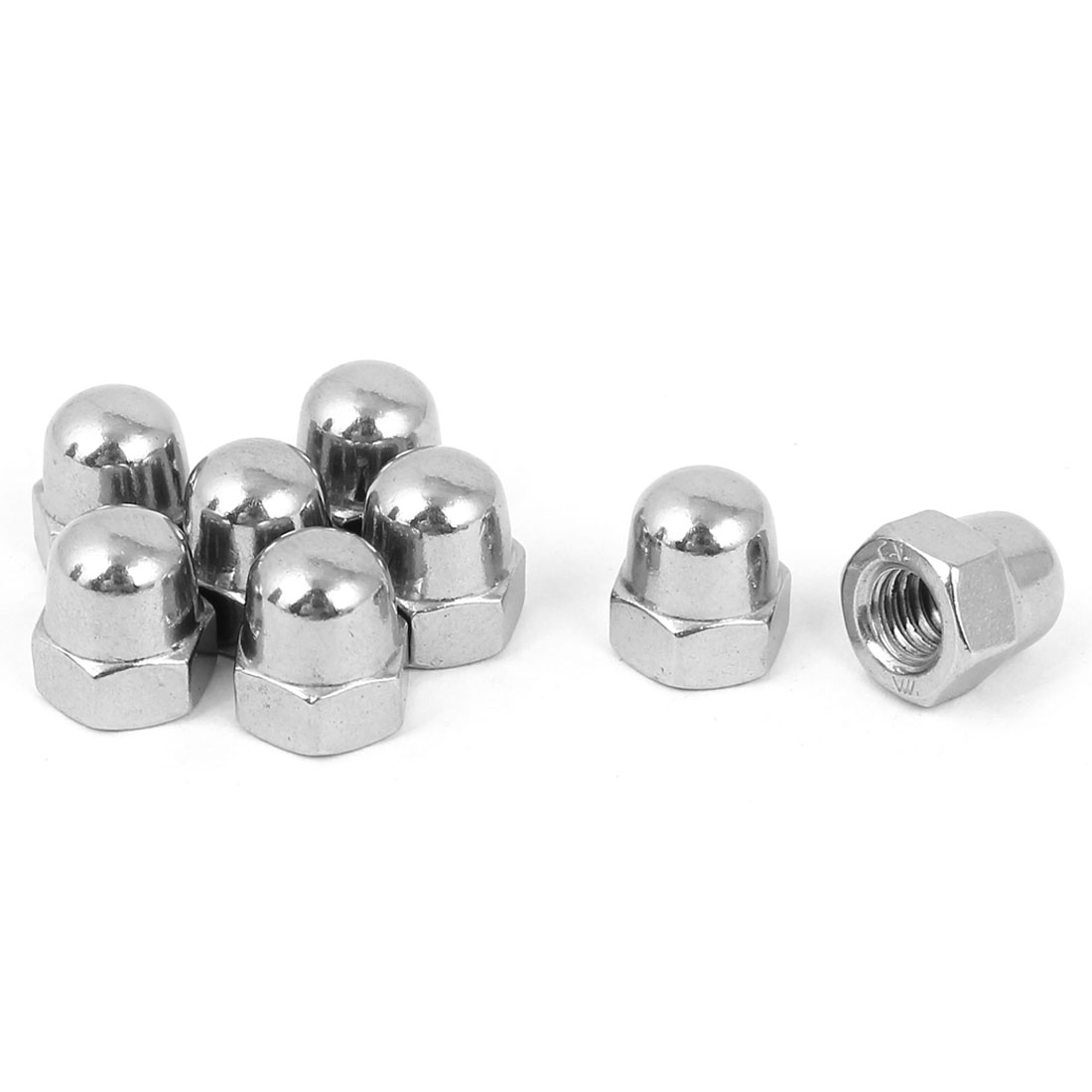 M6 x 12mm Hex Domed Stainless Steel Cap Nuts Fastener Silver Tone 8pcs