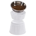 thumbnail image 1 of Cuenco elevado para gatos de acero inoxidable, cuencos elevados desmontables para mascotas para proteger la columna vertebral de las mascotas, 1 of 6