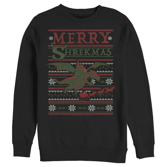 Men's Shrek Ugly Christmas Shrekmas  Sweatshirt Black 3X Large