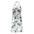 thumbnail image 4 of Galaxy Print Dress for Women Summer Sleeveless Casual A Line Tank Sundress Criss Cross V Neck Mini Dress, 4 of 6